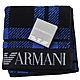 EMPORIO ARMANI MangaBear 日本製蘇格蘭格紋品牌字母LOGO圖騰小方巾(黑/寶藍系) product thumbnail 1