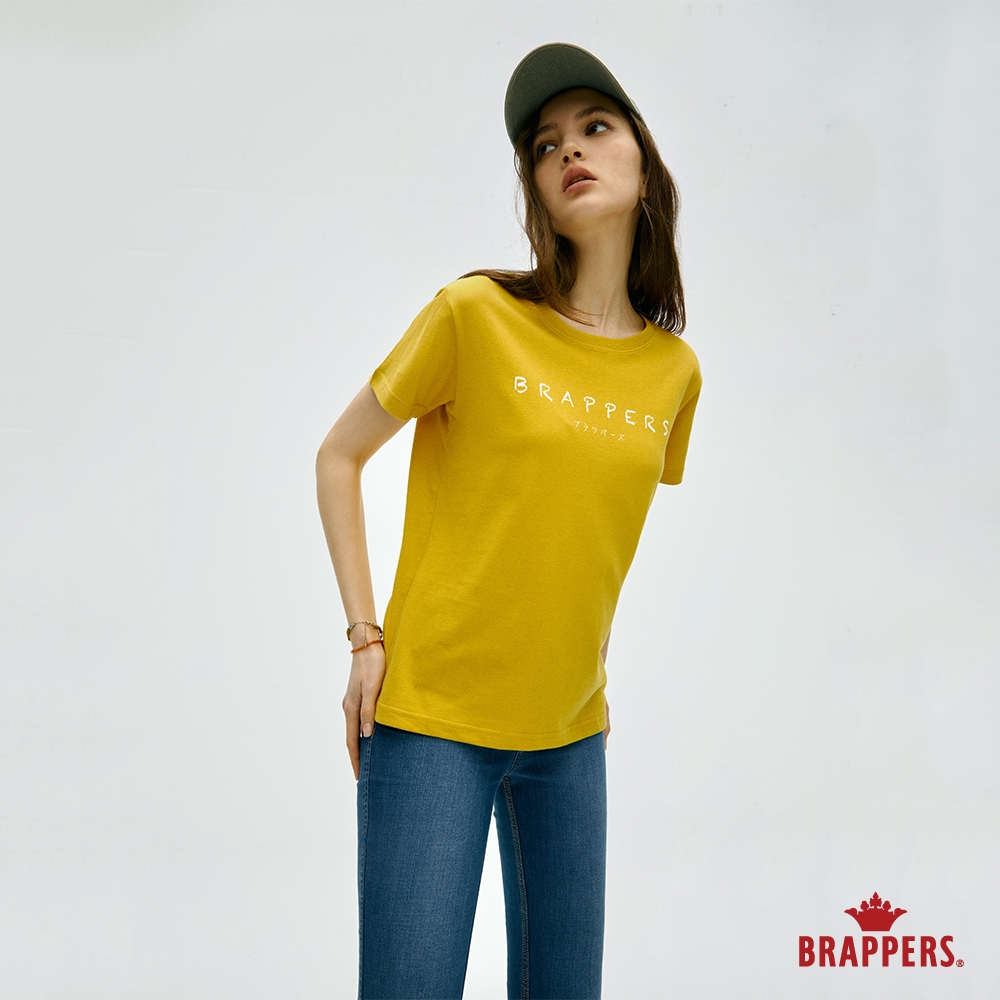 BRAPPERS 女款 手寫日文logo基本T恤-黃