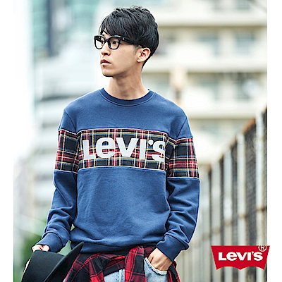 Levis 男款 大學T 蘇格蘭格紋Logo 英式紳士風