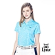 【Lynx Golf】女款吸溼排汗機能羅紋領設計滿版水波圖樣印花短袖POLO衫-淺藍色 product thumbnail 2