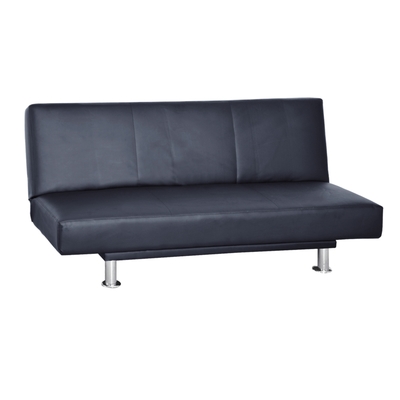 【文創集】卡卡多 時尚黑展開式透氣皮革沙發椅/沙發床-186x85x85cm免組