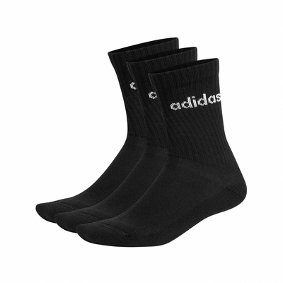 adidas 襪子 Linear Crew Cushioned 男女款 黑 長襪 中筒襪 基本款 三雙入 愛迪達 IC1301