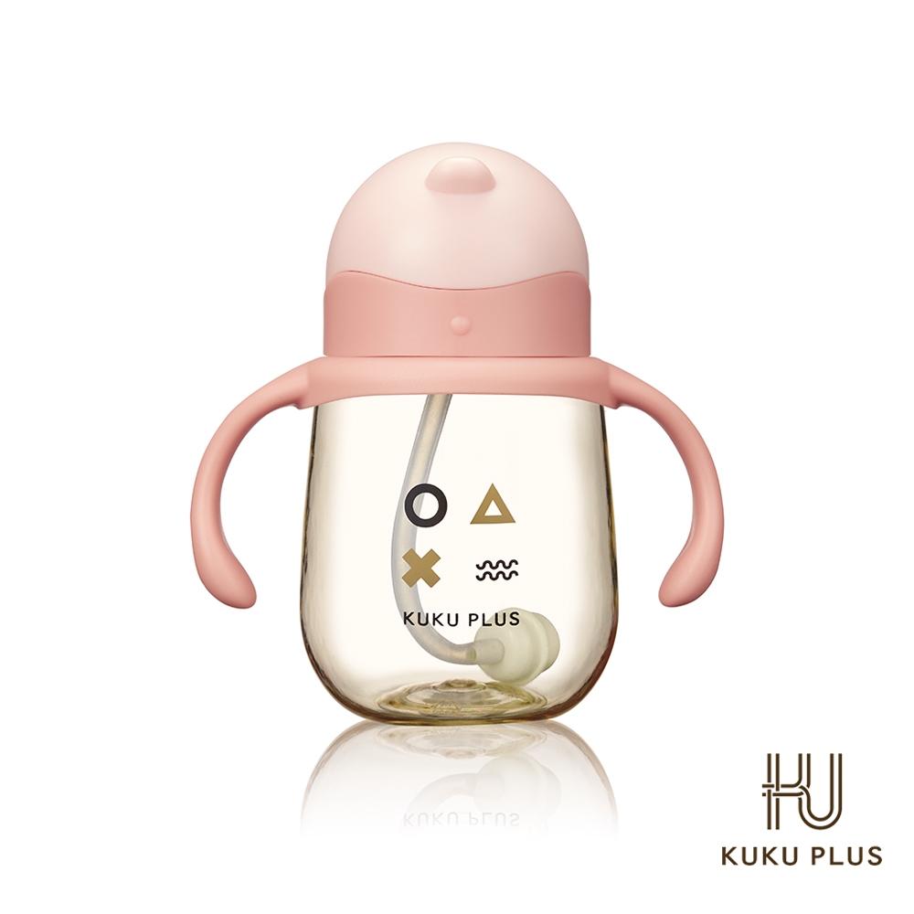 酷咕鴨 KUKU PLUS純真之瞳寬口PPSU訓練杯210ml(櫻粉/米杏)