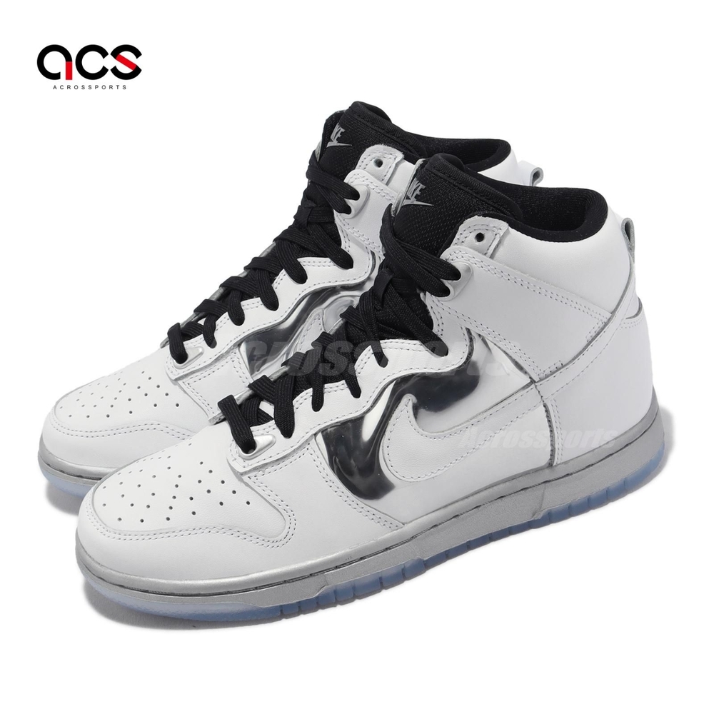 Nike 休閒鞋 Wmns Dunk High SE 女鞋 白 銀 果凍底 高筒 皮革 Chrome DX5928-100