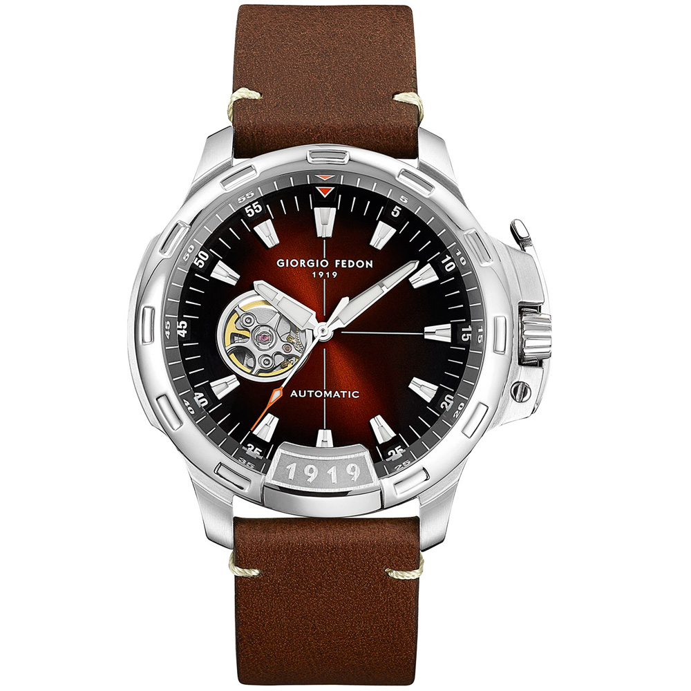 Giorgio Fedon 1919 TIMELESS IX系列開芯機械腕錶-褐色