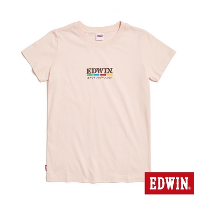 EDWIN 復古光譜印花短袖T恤-女-淡粉紅