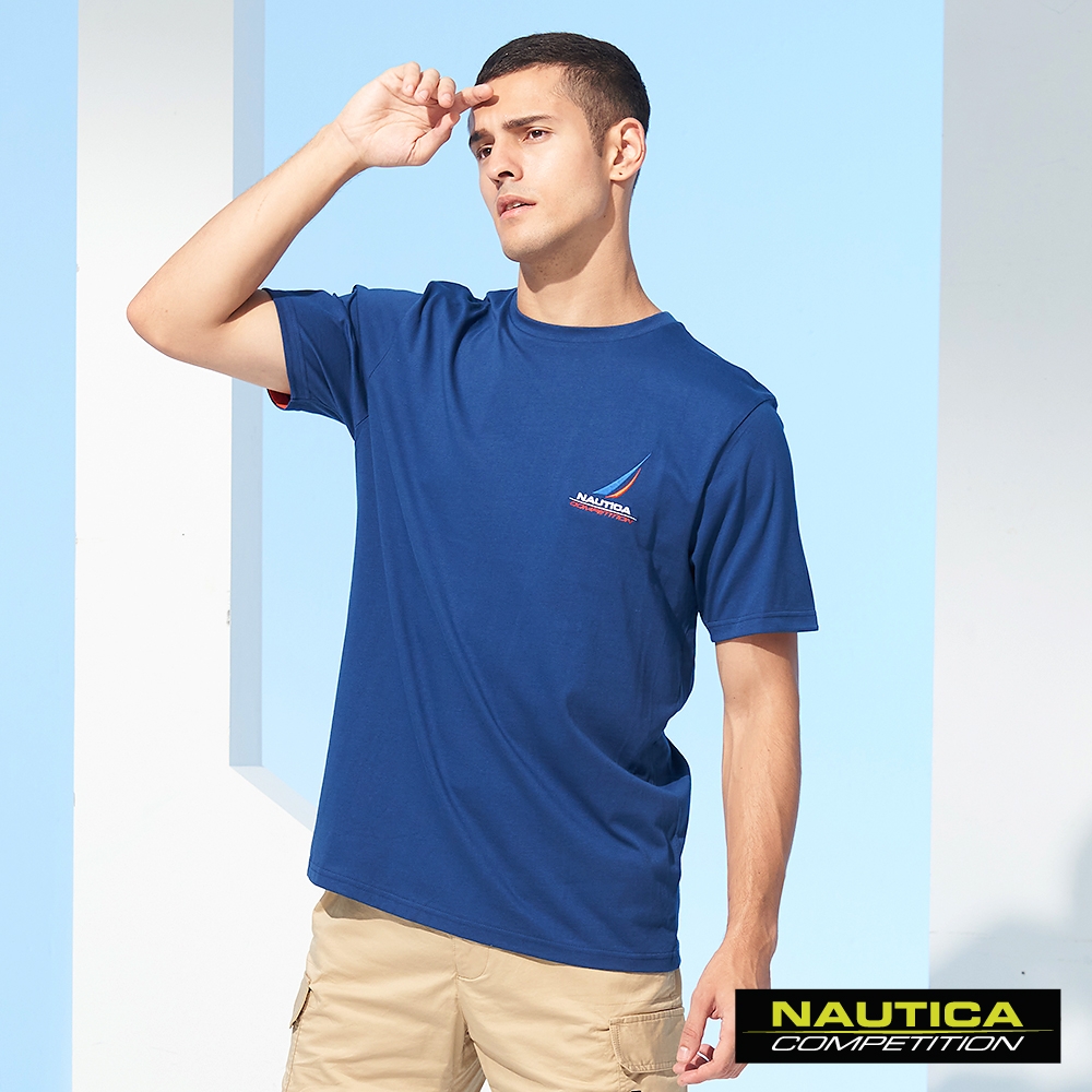 Nautica COMPETITION男裝簡約LOGO圖騰短袖T恤-藍