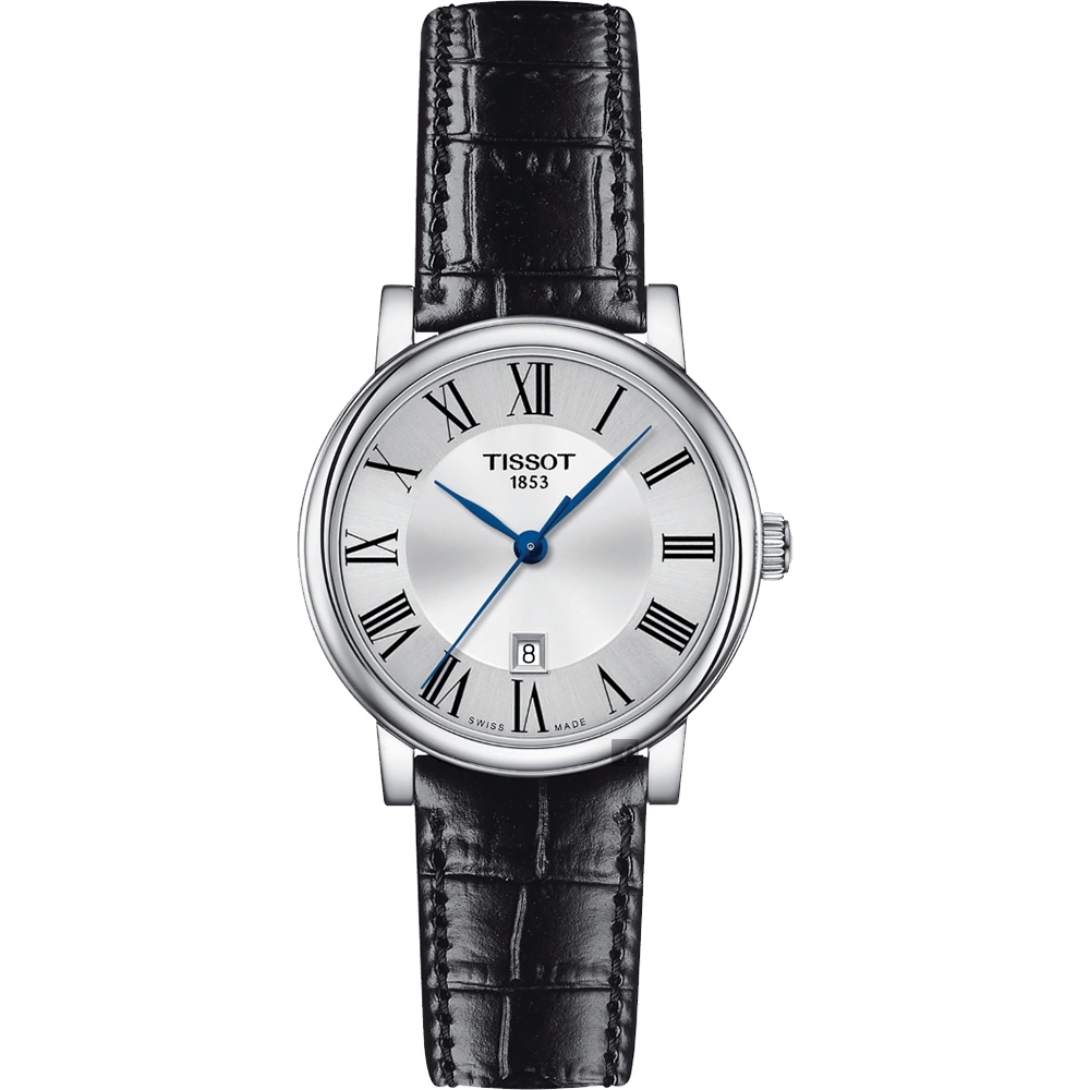 TISSOT 天梭 官方授權 Carson 羅馬石英女錶-黑/30mm T1222101603300