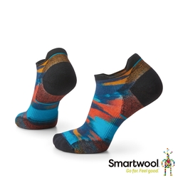 官方直營 Smartwool 女機能跑步局部輕量減震Print踝襪 登山襪 機能襪 戶外機能襪 襪子 防寒襪-筆刷油彩 靛藍色