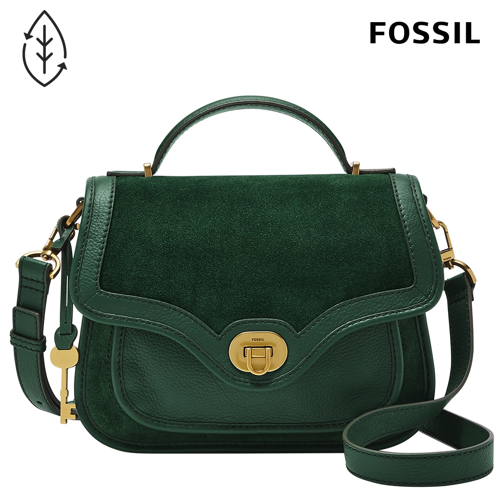 FOSSIL Heritage 真皮x麂皮復古斜背包-松綠色ZB1818298 | 斜/肩背包 