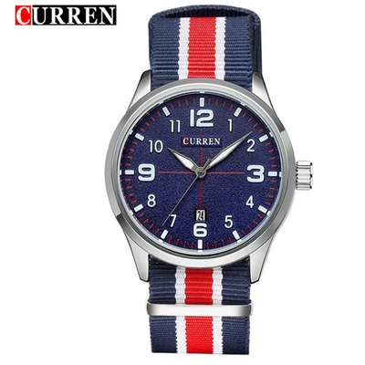 CURREN 卡瑞恩8195-防水日曆時尚帆布帶手錶