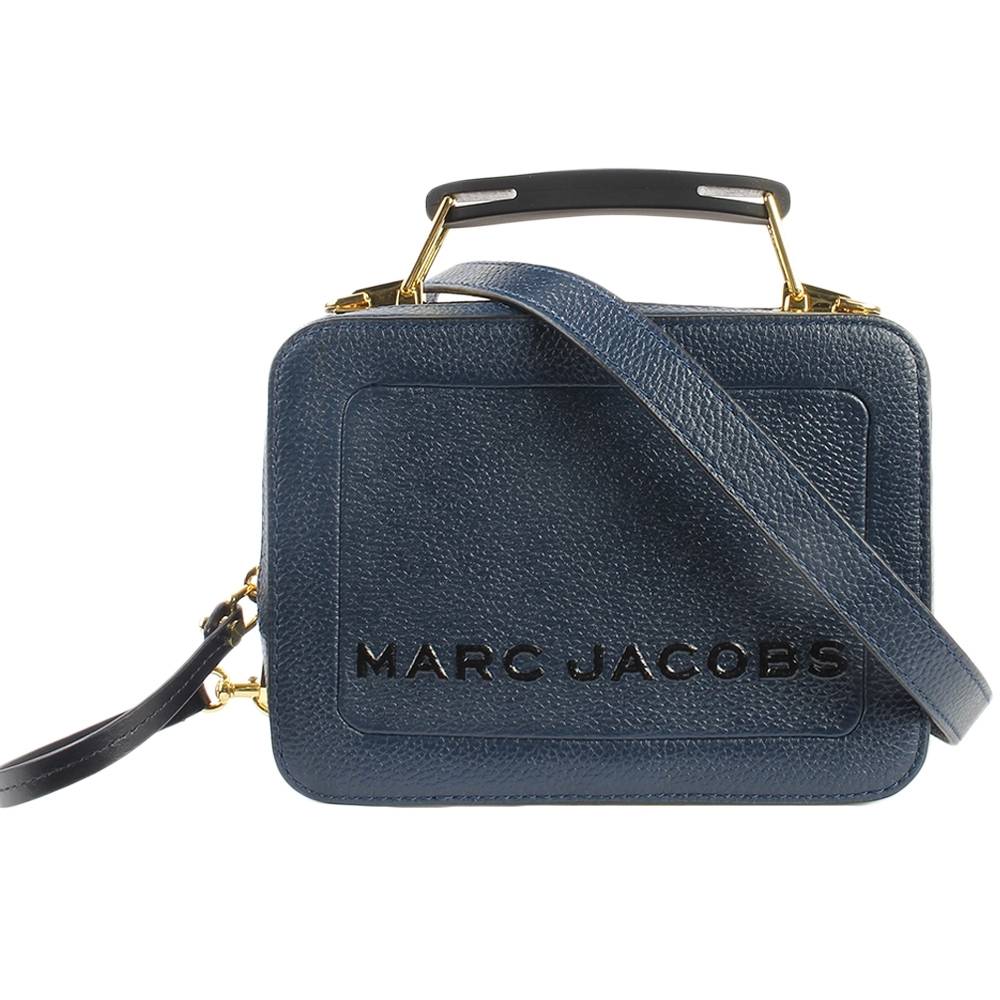 MARC JACOBS 經典THE BOX 20雙拉鍊手提斜背兩用包-小/深海藍色