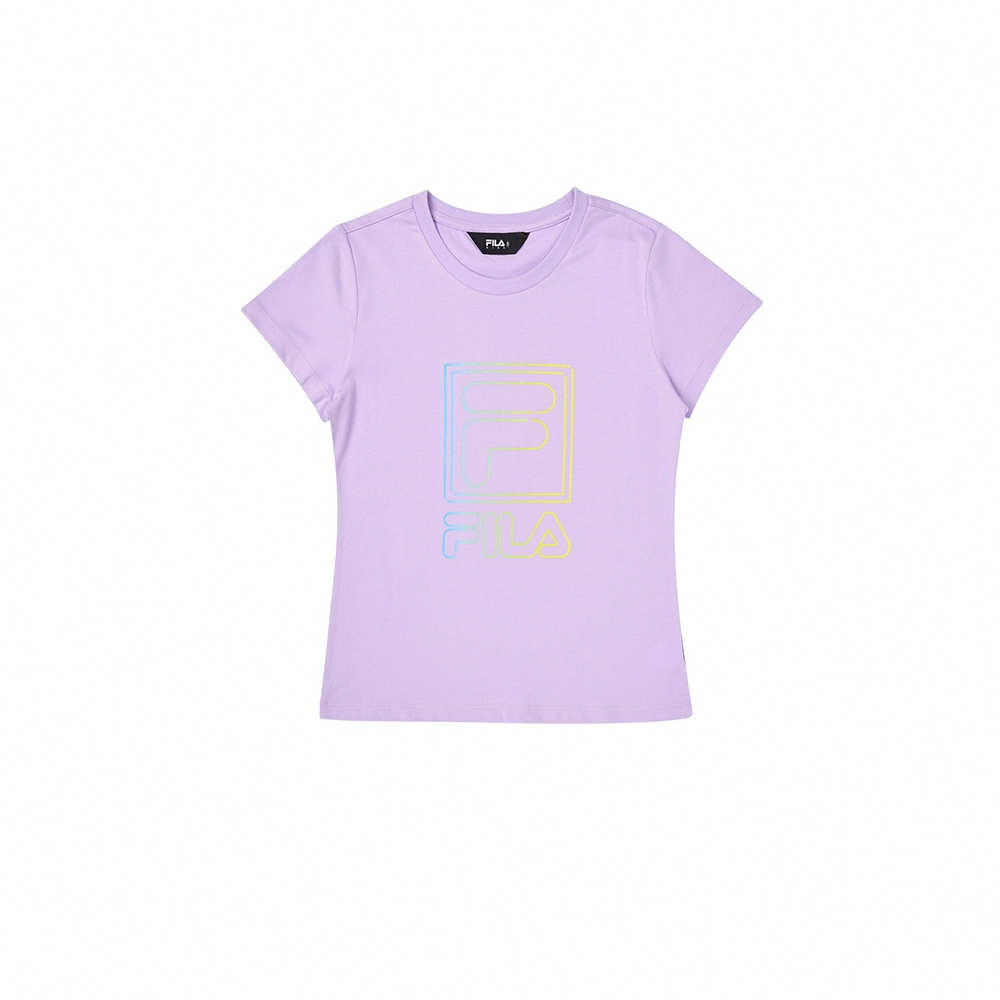 FILA KIDS 女童短袖圓領上衣-淺紫 5TEY-4912-PL