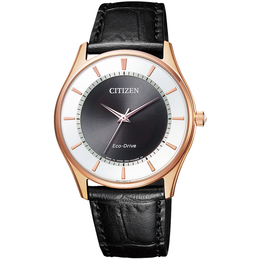 CITIZEN 星辰錶 俐落素雅 光動能 皮帶款(BJ6482-04E)37.2mm