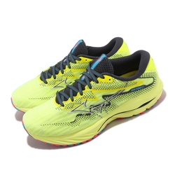 Mizuno 慢跑鞋 Wave Rider 27 男鞋 黃 藍 避震 波浪片 網布 運動鞋 美津濃 J1GC2303-04