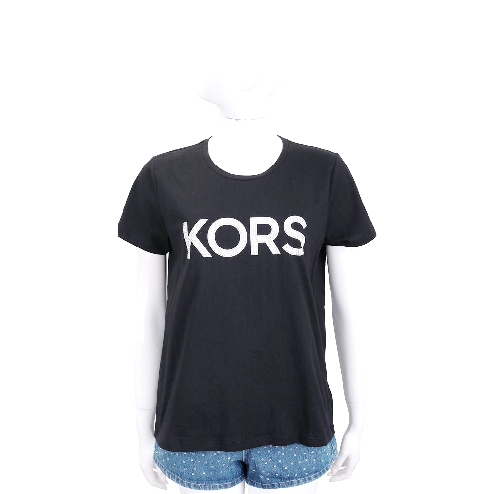 Michael Kors 鉚釘字母黑色短袖T恤
