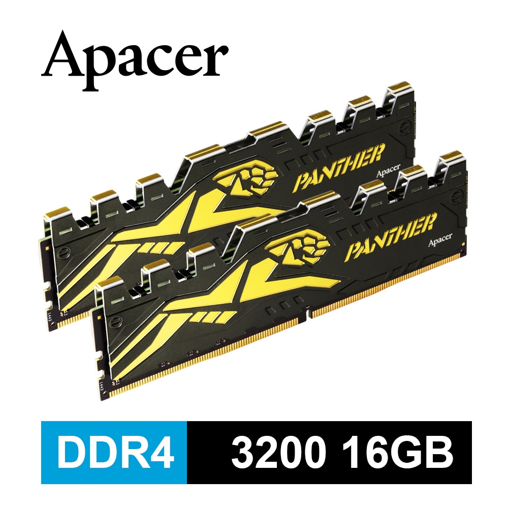 Apacer Panther Golden DDR4 3200 16G 黑豹桌上型超頻記憶體(8GBx2)