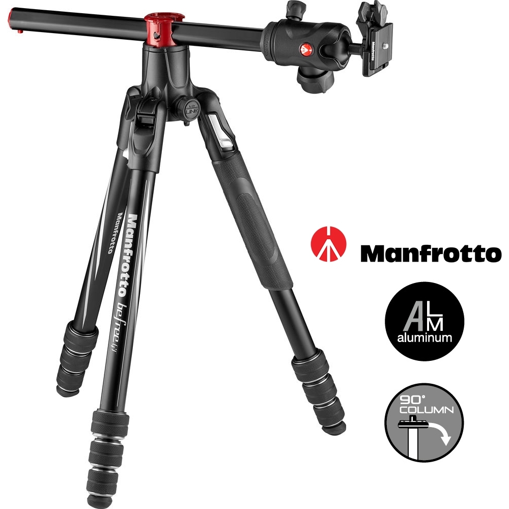 MANFROTTO 曼富圖 Befree GT XPRO 反折式鋁合金三腳架套組 (公司貨) MKBFRA4GTXP-BH 橫置中軸 載重10公斤 |  中型腳架50-130cm | Yahoo奇摩購物中心