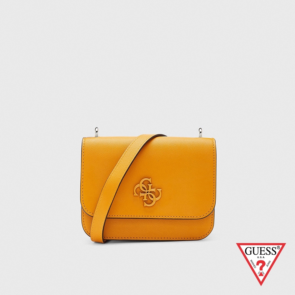 GUESS-女包-純色素面簡約隨身斜背包-黃 原價2490