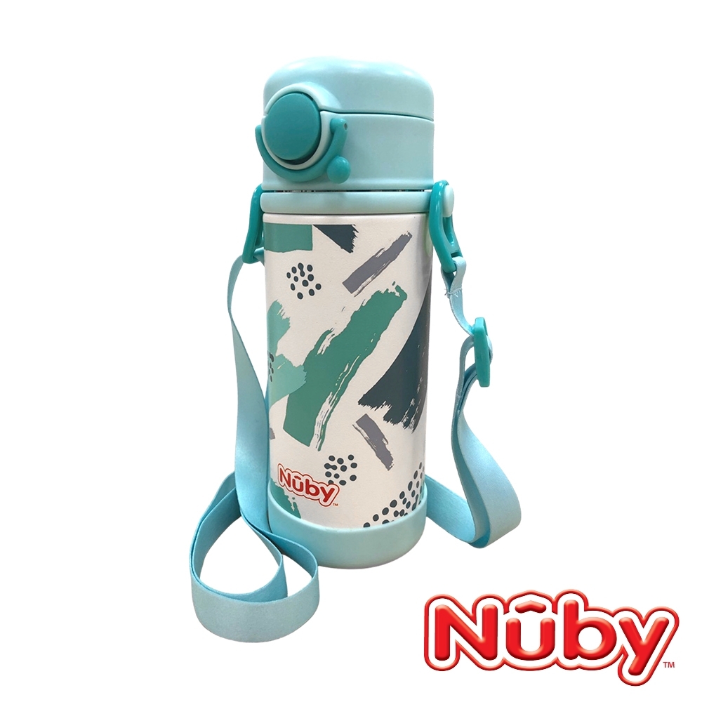 Nuby 純鈦兒童保溫杯(細吸管附背帶)_380ml