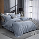 HOYA H Series 雙人500織希爾維亞刺繡匹馬棉薄被套床包組-幽靜藍 product thumbnail 1