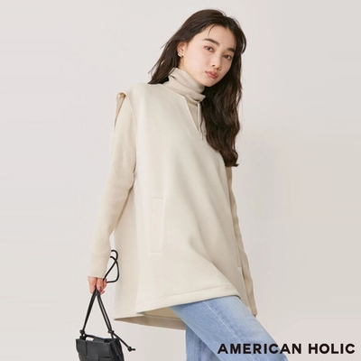 AMERICAN HOLIC 【SET ITEM】素面V領背心+羅紋針織高領上衣