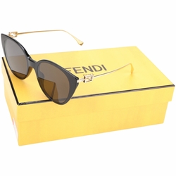 FENDI Baguette 貓眼型膠框金屬鏡臂太陽眼鏡(黑色)