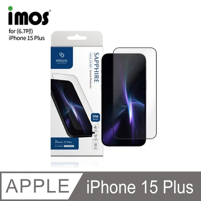 IMOS 蘋果 iPhone 15 Plus 6.7吋 2023 9M 滿版黑邊玻璃螢幕保護貼 人造藍寶石