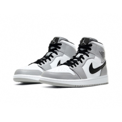 Nike Air Jordan 1 Mid Light Smoke Grey 煙灰 黑勾 中高筒 休閒鞋 男鞋 554724-092