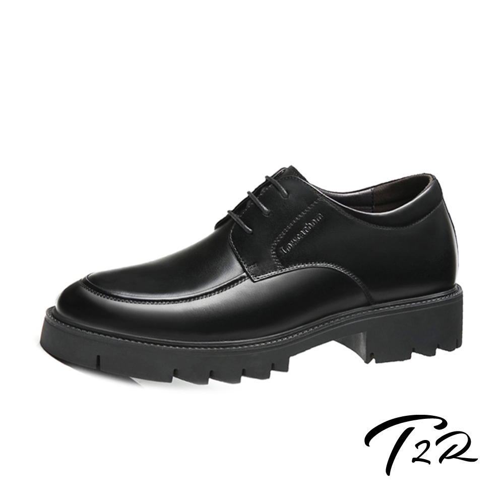 T2R-正韓空運-增高鞋真皮內增高綁帶男鞋皮鞋-增高約8公分-黑 product image 1