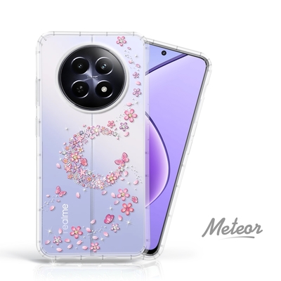 Meteor realme 12 5G 奧地利水鑽彩繪防摔殼 - 櫻月