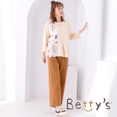 betty’s貝蒂思　側邊壓飾休閒寬褲(駝色)