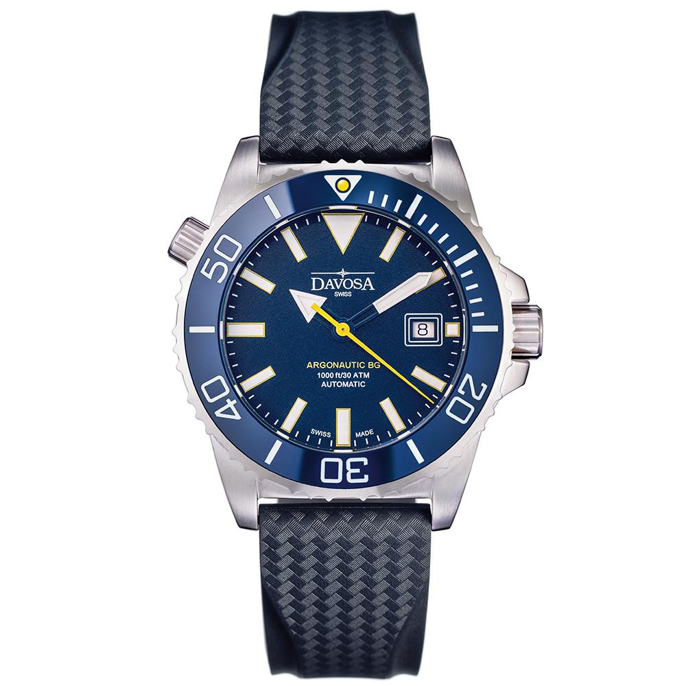 DAVOSA Argonautic BG 300米排氦氣潛水錶-湛藍x橡膠錶帶/42mm