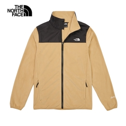 【The North Face 官方旗艦】北面男款卡其色舒適保暖立領抓絨外套｜83OSQV2