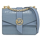 MICHAEL KORS Greenwich 金屬LOGO鱷紋魚素色轉釦鉚釘翻蓋斜背鍊包(淡藍) product thumbnail 1