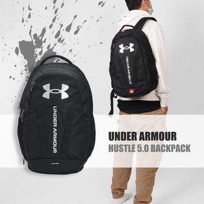 Under Armour 後背包 Hustle 5 黑 銀 15吋筆電 大容量 多夾層 鞋履口袋 UA 1361176001