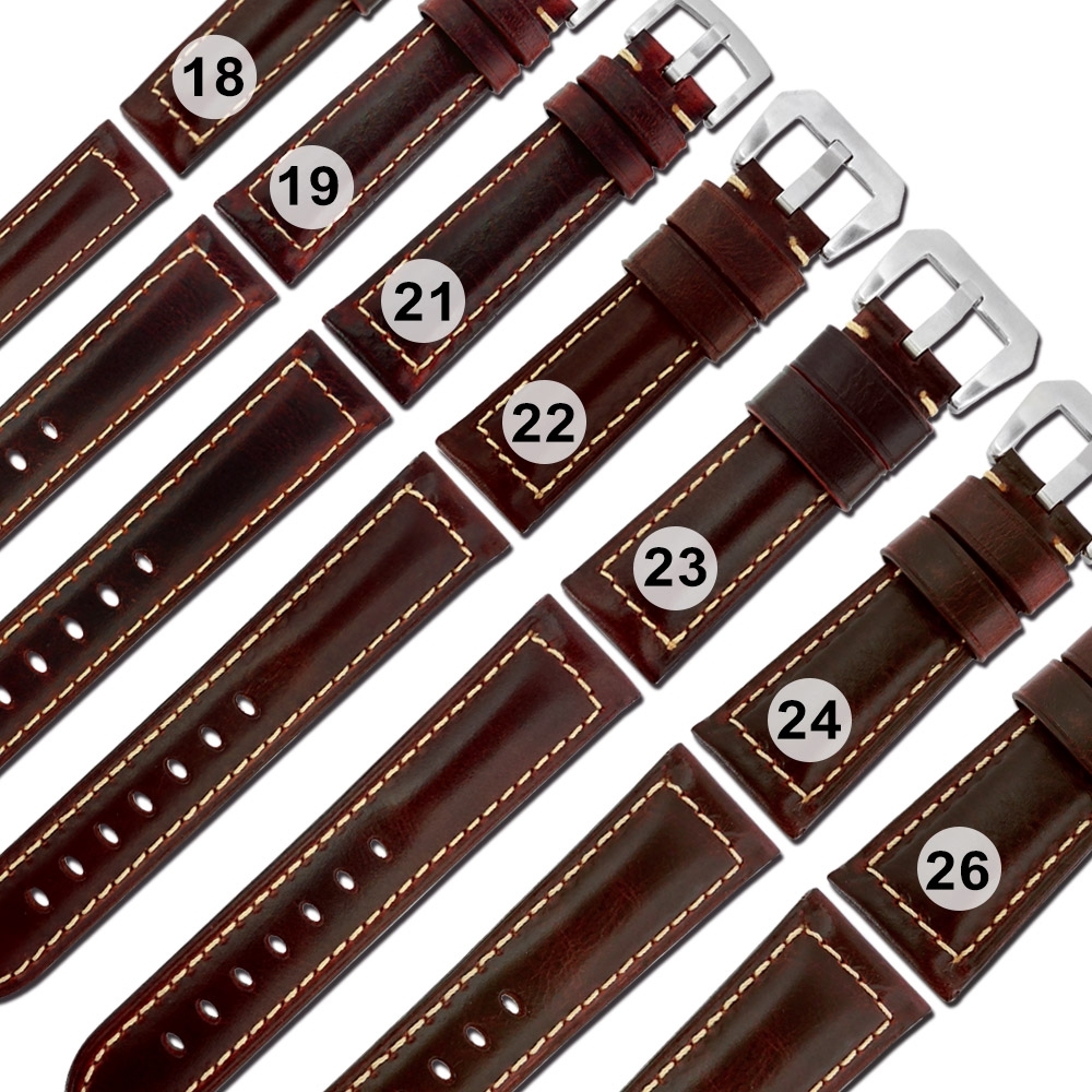 Watchband / 各品牌通用經典復刻百搭款厚實柔軟真皮錶帶-紅棕色