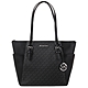 MICHAEL KORS- 側雙口袋滿版LOGO皮革托特包(黑灰) product thumbnail 1