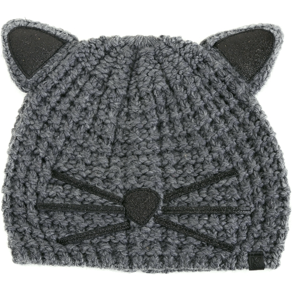 KARL LAGERFELD Choupette 金蔥細節黑色貓咪造型針織帽(灰色)