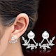 I.Dear飾品-正白K-葉來香-韓國垂墜樹葉鑲鑽造型珍珠銀色耳針耳環DB49 product thumbnail 1