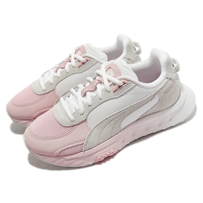 Puma 休閒鞋 Wild Rider Soft Wns 女鞋 白 灰 嫩粉色 厚底 增高 皮革 麂皮 異材質 38486601