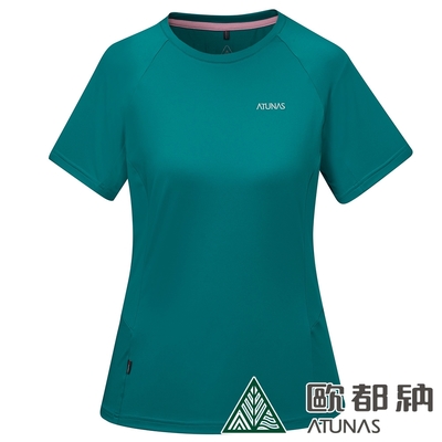 【ATUNAS 歐都納】女款POLARTEC POWER STRETCH短袖T恤A2TS2322W珐瑯綠/吸濕排汗/防曬透氣/抗臭快乾/休閒旅遊/登山健行