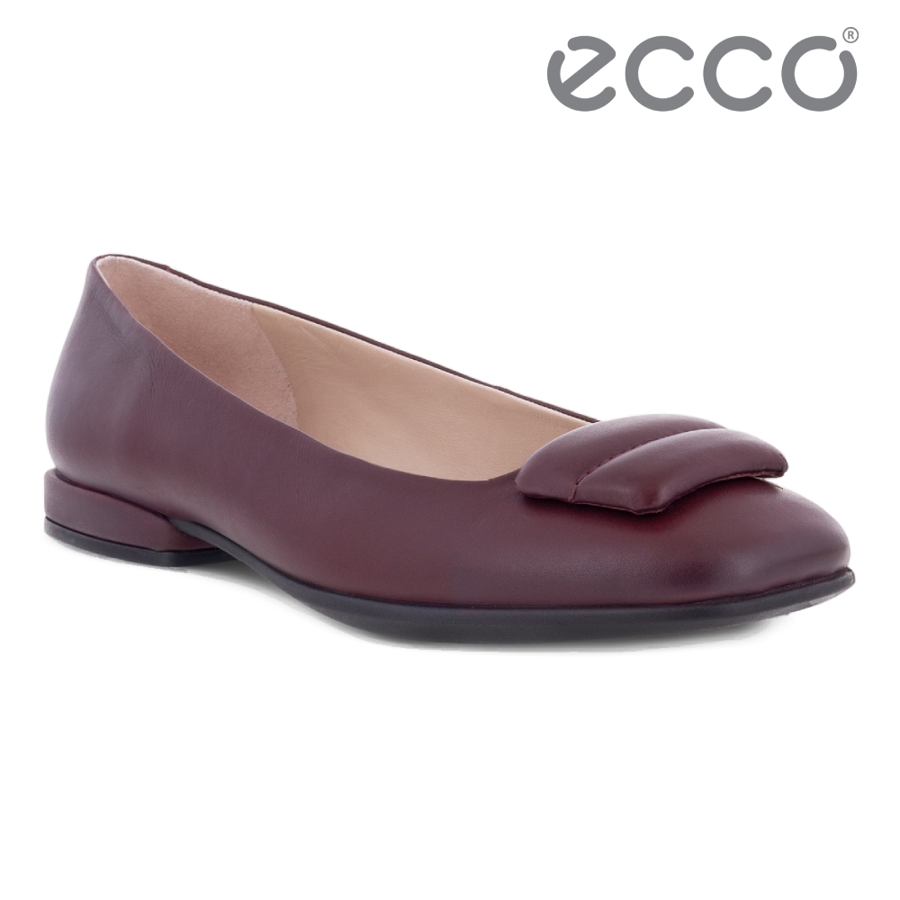 ECCO ANINE SQUARED 安妮造型裝飾方頭皮底鞋 女鞋 深酒紅