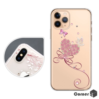 Corner4 iPhone 11 Pro 5.8吋奧地利彩鑽雙料手機殼-蝶戀花