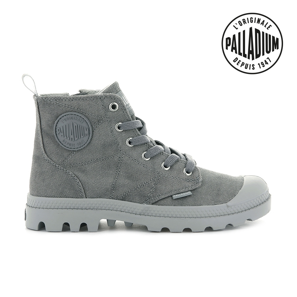 PALLADIUM PAMPA ZIP DESERTWASH拉鍊石洗帆布靴-女-深灰