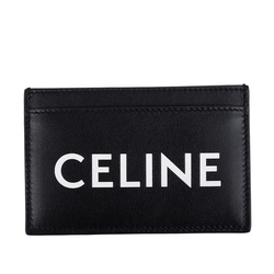 CELINE 新款字母LOGO CELINE印花光滑小牛皮卡片夾 (黑色)