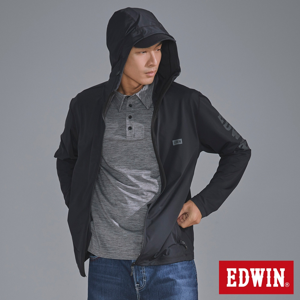 EDWIN 涼感系列 防曬外套-男-黑色