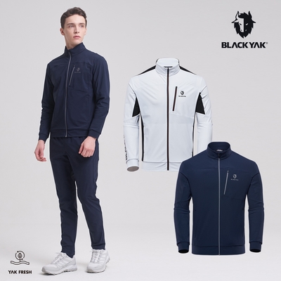 韓國BLACK YAK 男 TRACK外套[海軍藍/白色] 運動 戶外 抗菌除臭 休閒外套 BYAB1MJ001