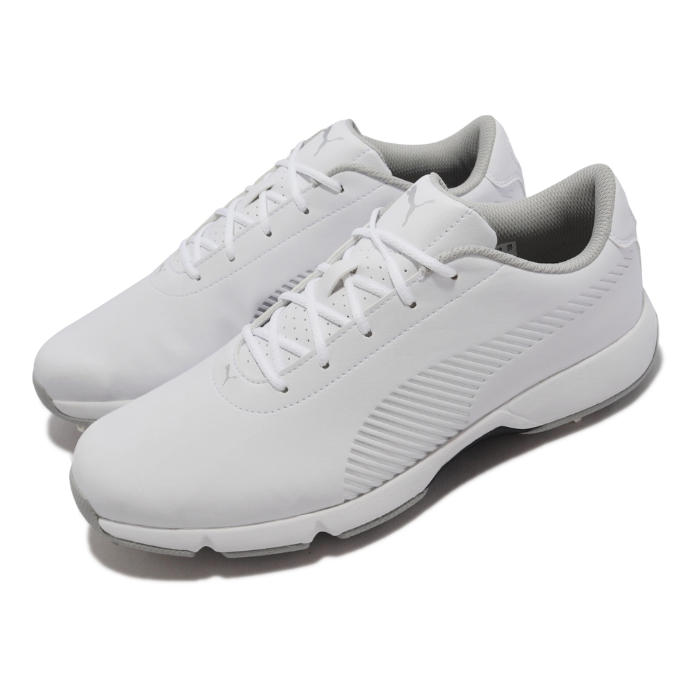 Puma 高爾夫球鞋 Drive Fusion Tech 男鞋 白 有釘 皮革 Golf 19243004