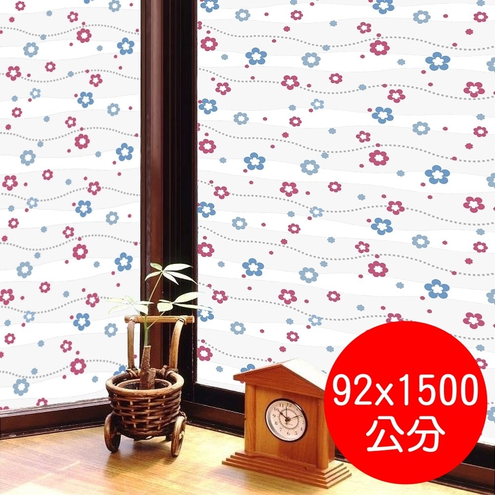 ★促銷★〔日本MEIWA〕抗UV靜電3D窗貼 (亮彩花瓣)92x1500公分